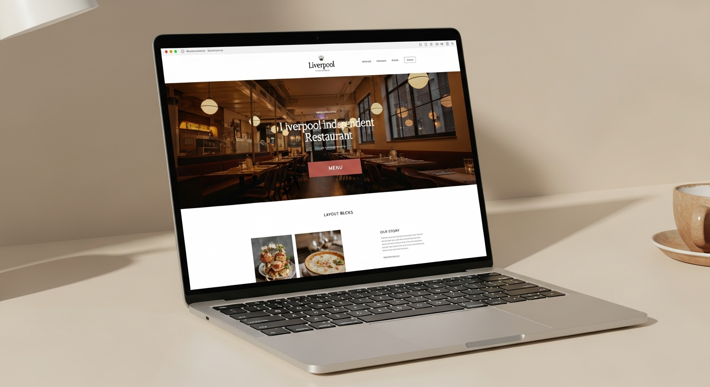 Screenshot of a Liverpool restaurant website homepage.