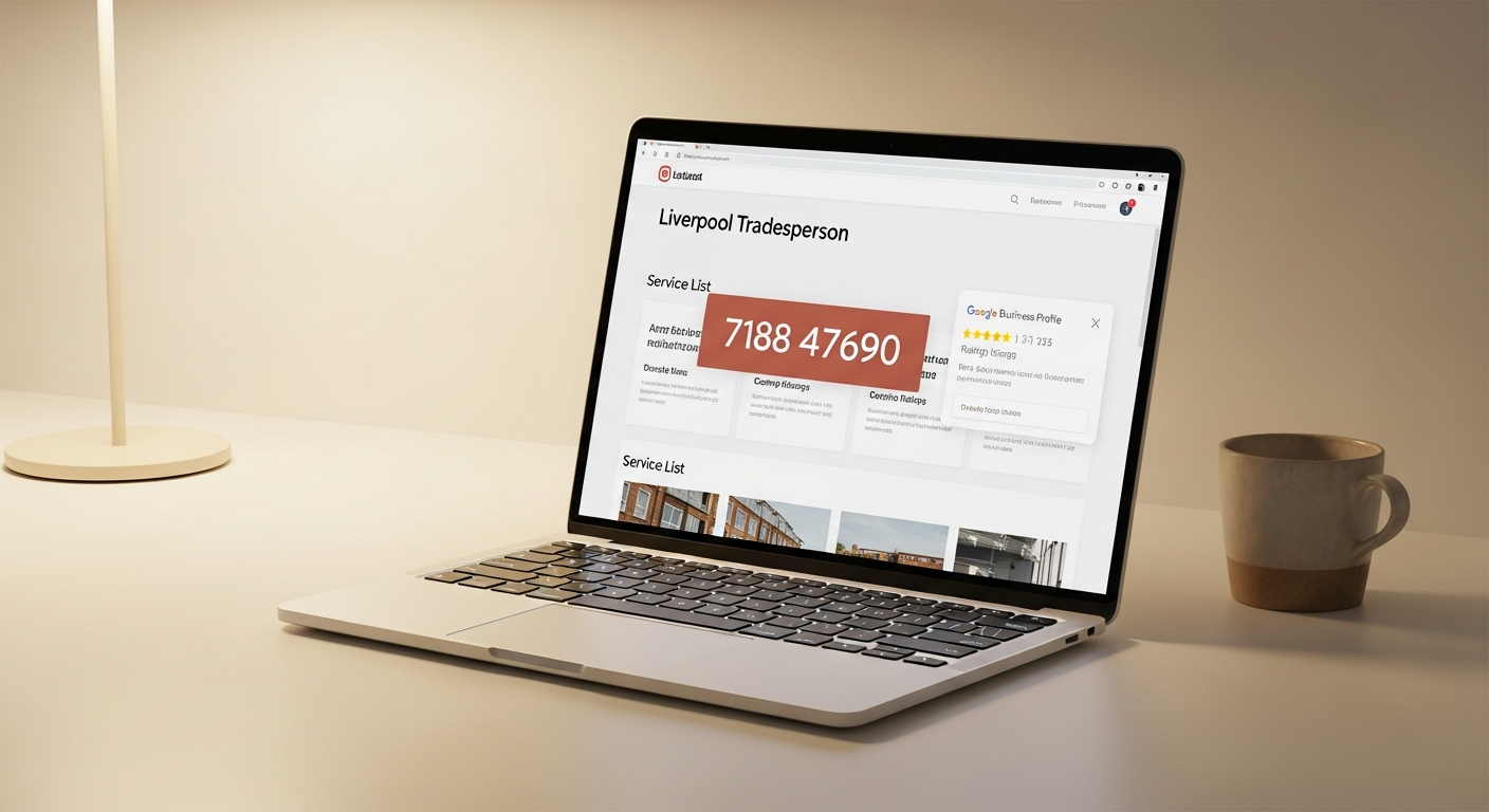 Screenshot of a Liverpool tradesperson website homepage.